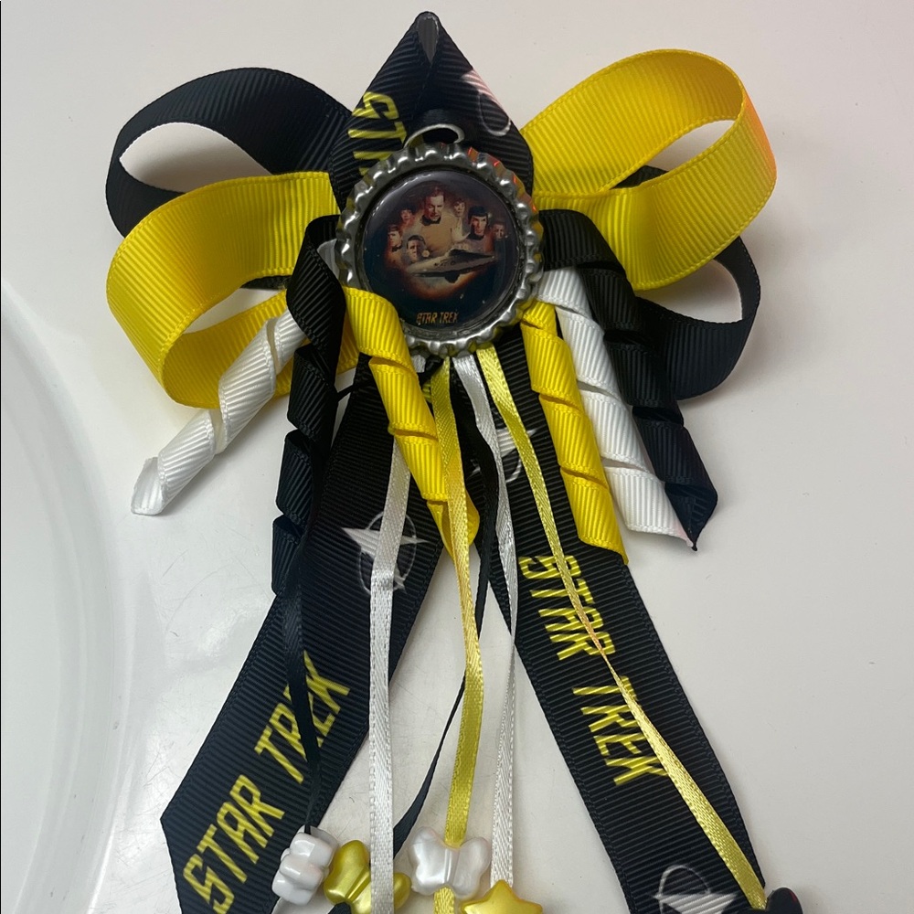 Sci-Fi Themed Yellow and Black Ribbon Bow
